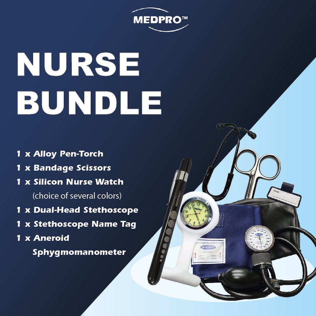 MEDPRO™ Nurse Bundle Alloy PenTorch + Nurse Watch + Nursing Scissors + Stethoscope + Aneroid BP