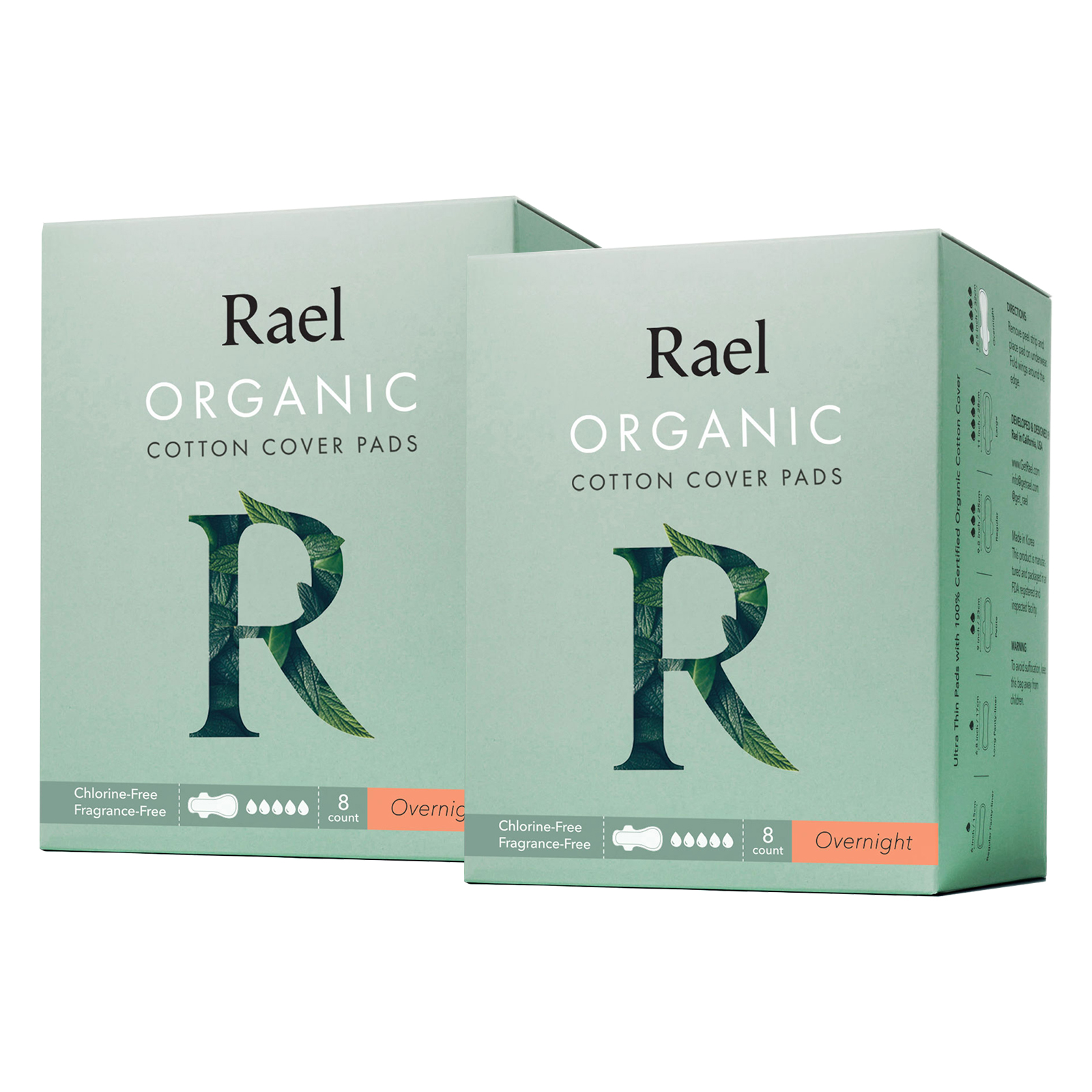 Rael Sanitary Pads with Certified Organic Cotton Cover Overnight 8s