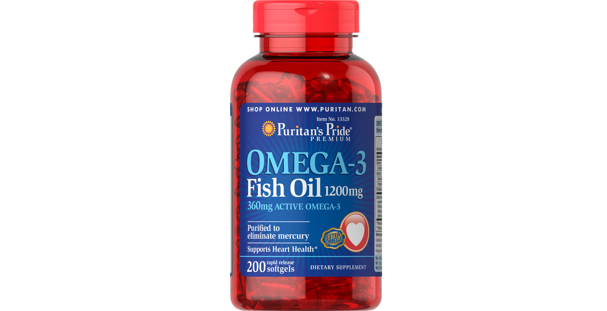 Puritan's Pride Omega3 Fish Oil 1200 mg (360 mg Active Omega3), 200
