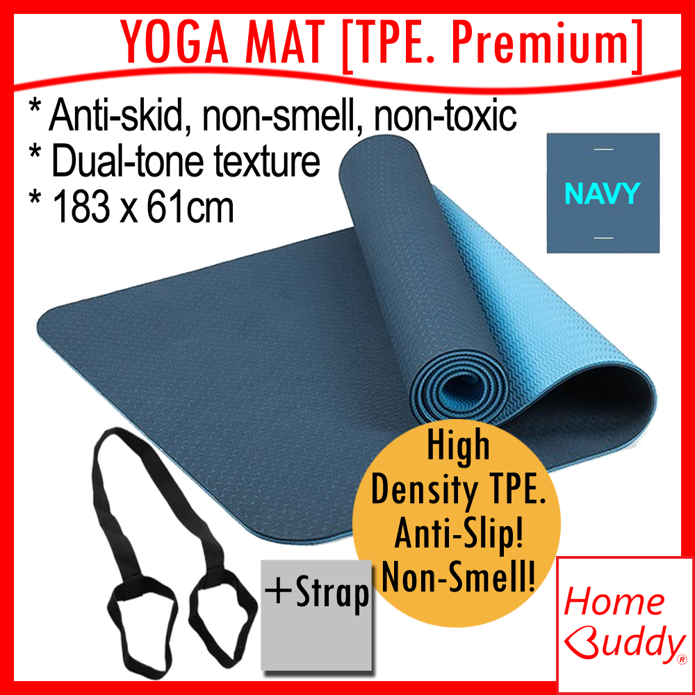 HomeBuddy dual tones HD Pro TPE Yoga Mats with strap 6mm