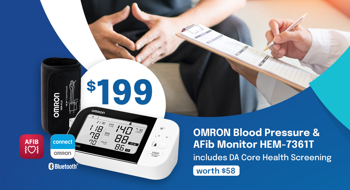 OMRON BLOOD PRESSURE MONITOR ADVANCED+AFIB HEM7361T - Direct