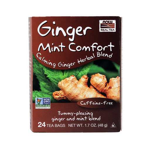 NOW Foods, Ginger Mint Comfort Tea, Calming and TummyPleasing Ginger