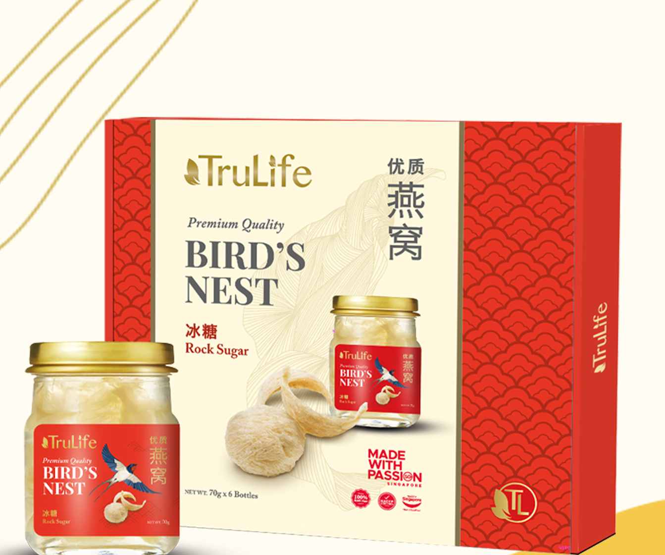 Trulife Premium Bird S Nest With Rock Sugar 6 S X 70g Free Trulife Bird S Nest 70g X1 Bottle