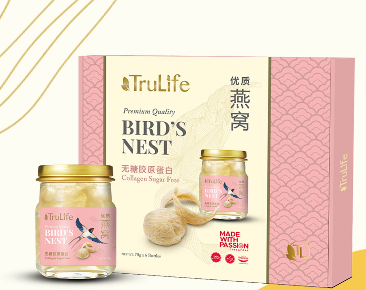 TruLife Premium Bird’s Nest With Collagen (Sugar Free) 6’s x 70g (Free